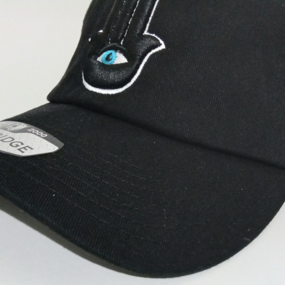 Spiritual Hamsa Hand 3rd Eye Symbol 3D Embroidered Baseball Cap Hat Black - Picture 4 of 5